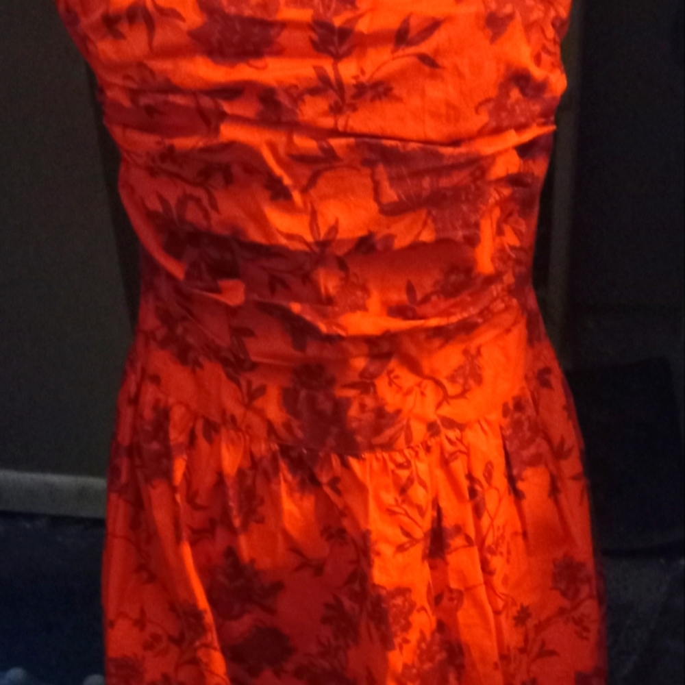 New,with tags floral tropical print deep orange wide strap sundress,open back L